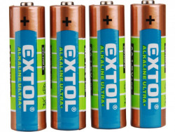 Alkalické batérie EXTOL 4ks 1,5V AA (LR6) tužkové 42011