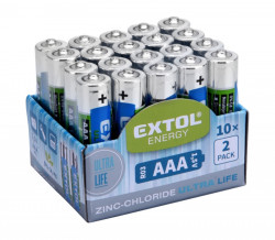 Batérie AAA mikrotužkové R03 1,5V zink-chloridové 20ks EXTOL